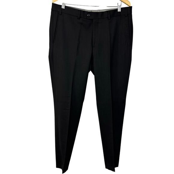 Hiltl Men's Perfetto Dress Trouser Pants Black36x32 Black Flat Front Business
